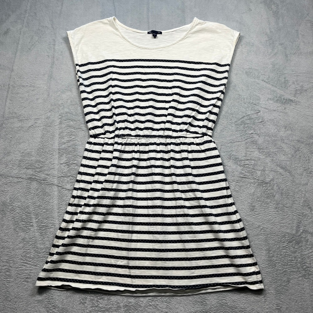 Gap Sleeveless T-Shirt Dress Womens Navy White Striped Elastic Waist Cotton L